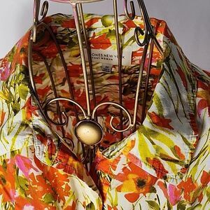 Floral Splash Size 3X Jones New York Button-Up Blouse